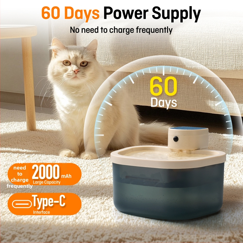 Fontána na vodu pre domáce zvieratá s automatickým doplňovaním a cirkulujúcou vodou – SOP1 model, odnímateľná, 2,5 kg, bez aplikácie