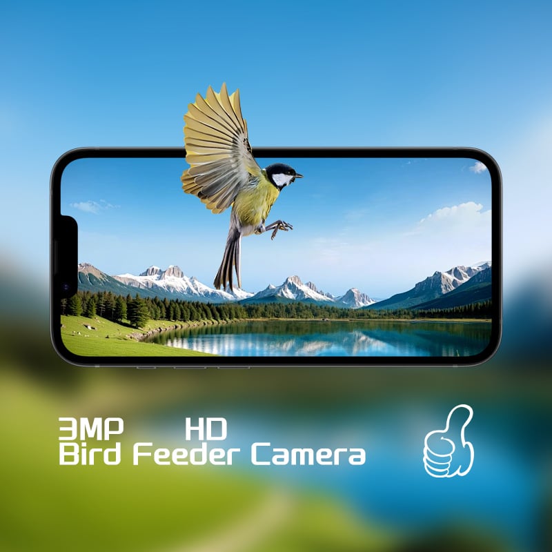 Okos kolibri etető kamera, napelemes, leválasztható, alkalmazással kompatibilis, modell D3-B15