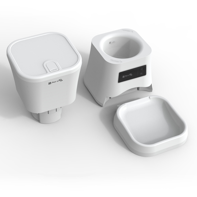 Wi‑Fi távirányítású etető automata macskáknak és kutyáknak, időzített és adagolt etetés, modell W20, levehető kivitel