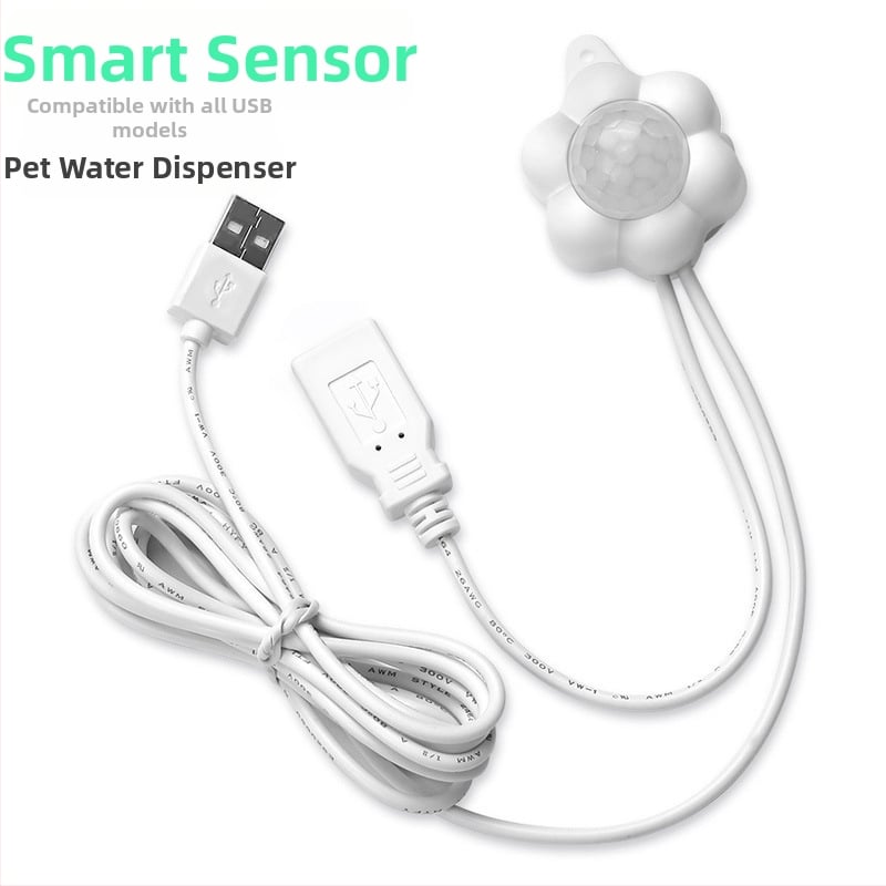 Dispenser de apă pentru animale cu senzor infraroșu; potrivit pentru pisici și câini; model: Pet water dispenser infrared sensor; greutate 150 g; fără aplicație