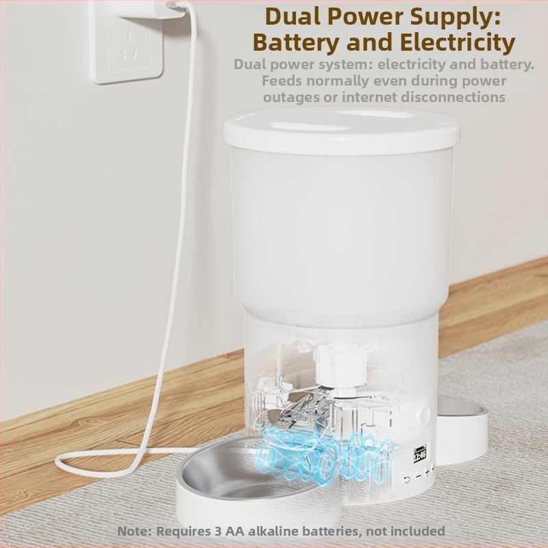 Hrănitor inteligent pentru animale de companie, cu temporizator automat și control prin aplicație, tavă dublă, detașabil, pentru câini și pisici, 2 kg