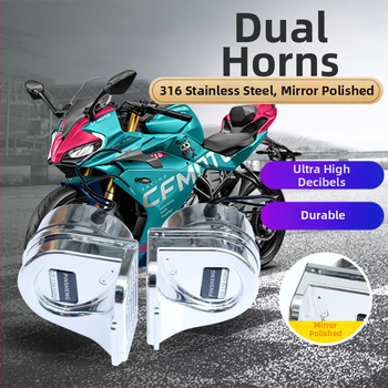 Ηλεκτρικός αυτοκινήτου κόρνος από ανοξείδωτο ατσάλι, υψηλός και χαμηλός τόνος, 12-24V, 110 dB