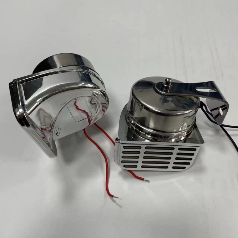 Ηλεκτρικός αυτοκινήτου κόρνος από ανοξείδωτο ατσάλι, υψηλός και χαμηλός τόνος, 12-24V, 110 dB