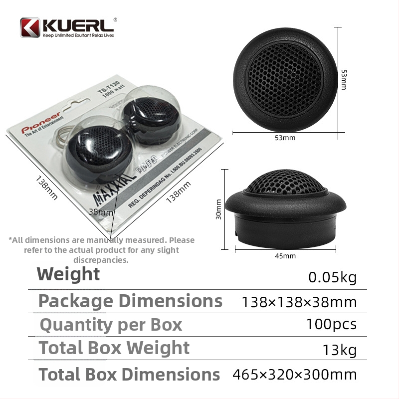 Piezoelektrični tweeter TS-T120, 4 Ω, 10 W, 5 kHz–20 kHz