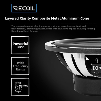 Recoil koaksiālais divvirzienu automašīnas skaļrunis ar rogu dizainu, 12V, 150W, 3.2Ω, 63Hz-20kHz, 88dB