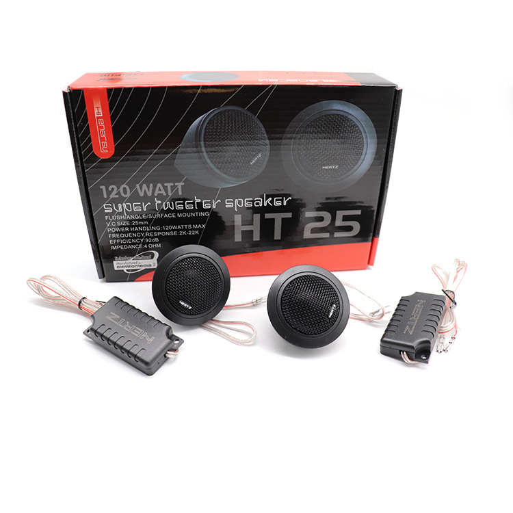 HT25 automobilni visokotonac, 4 Ω impedancija, 92 dB osjetljivost, frekvencijski raspon 2 kHz–22 kHz, glasovna zavojnica 25 mm