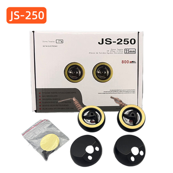 JS-250 Automobilski visokotonac, par, univerzalna upotreba — Snaga 150W • Impedencija 4Ω • Napon 12V • Frekvencijski odziv 20kHz-30Hz • Osjetljivost 92dB