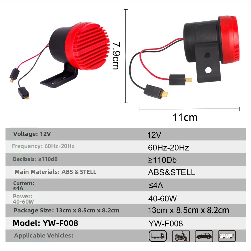 Reproduktor so štekotom psa a poplašným signálom 12V 48W 1.5Ω 110dB pre autá a motocykle