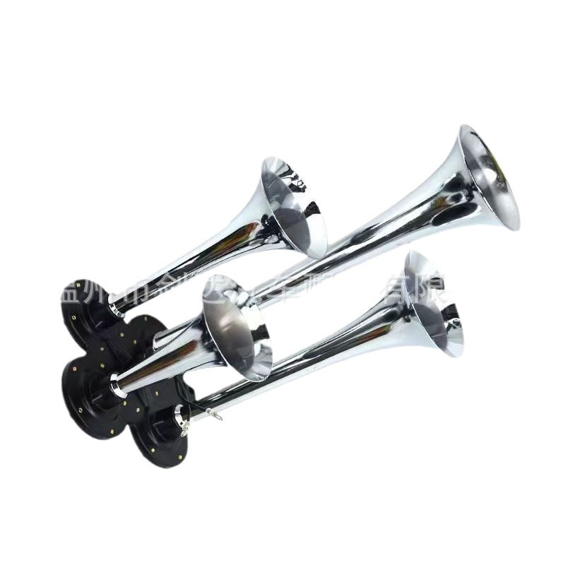 Négycsöves fém elektromos légkürt, modell jd4008, 150 dB, 600–750 Hz, 50 W, autókhoz, teherautókhoz és motorkerékpárokhoz