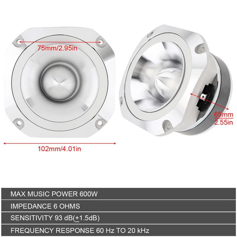 Automobilski tweeter s magnetom, 150W, 4Ω, aluminijska membrana, 25-65 Hz, 91 dB