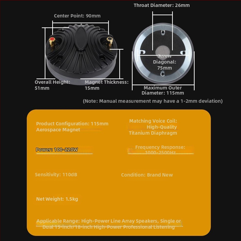 T34-D tweeter, 8 Ω, 40 W, hliníková membrána, vnútorný magnet