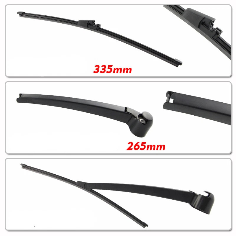 Zadnja sklopka brisača za Volkswagen Golf/Polo Mk4/Mk5 03-09 — 12V motor, 120° domet, duljine ručica 295+410, inženjerska plastika