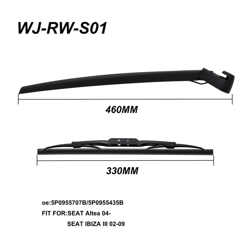 Zadnje vodilo brisača za SEAT Altea 04-09 / Ibiza III 02-09, 12V, djelomični domet, model 5P0955707B/5P0955435B