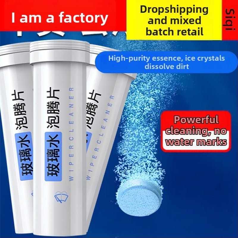 Huijia koncentrált szilárd pezsgőtabletta autó ablaktisztító folyadékhoz – 15 db, eltávolítja az olajfilmet és rovarriasztó hatású