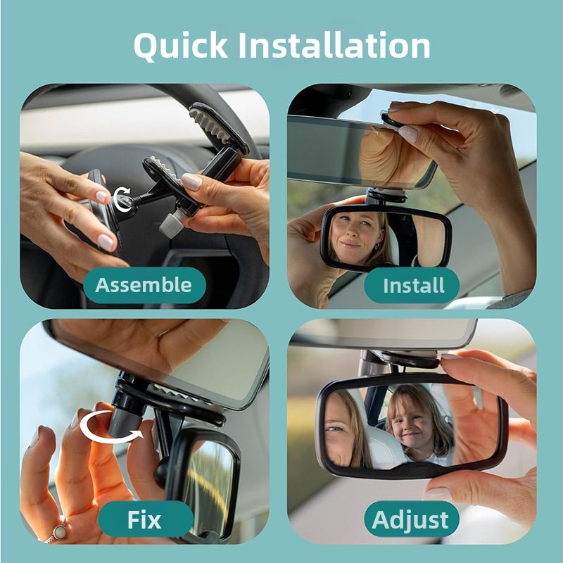 Vnútorné zrkadlo do auta, clip-on typ, model J25-1606, ploché zrkadlo z akrylu s ABS krytom