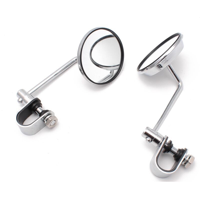 Oglindă retrovizoare pentru motocicletă, rotundă, montaj tip etrier, acoperire din oțel, modelul 2057-1
