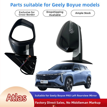 Zadné zrkadlo pre Geely Atlas 20 Boyue Pro, ploché sklo, plastové puzdro, ručne sklopiteľné, čísla dielov 6017054800 a 6017055200, Zhengtao