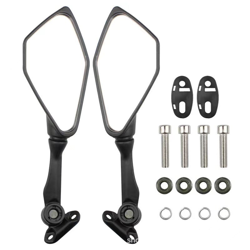 Мотоциклетно огледало за обратно виждане, ABS корпус, квадратно огледало, модел 134, монтаж с лява и дясна резба, висока удароустойчивост