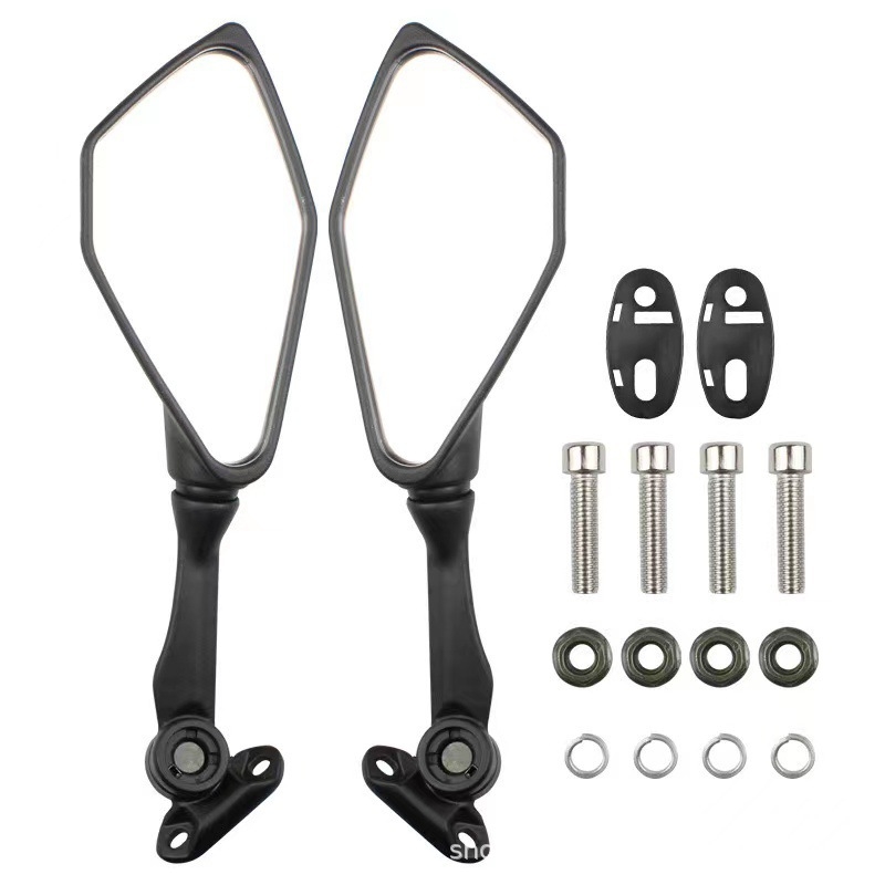 Мотоциклетно огледало за обратно виждане, ABS корпус, квадратно огледало, модел 134, монтаж с лява и дясна резба, висока удароустойчивост