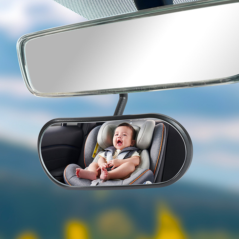 Unutarnji auto ogledalo za bebe sa širokim kutom gledanja, klip za sjenilo i ljepak — dvostruki način promatranja za djecu