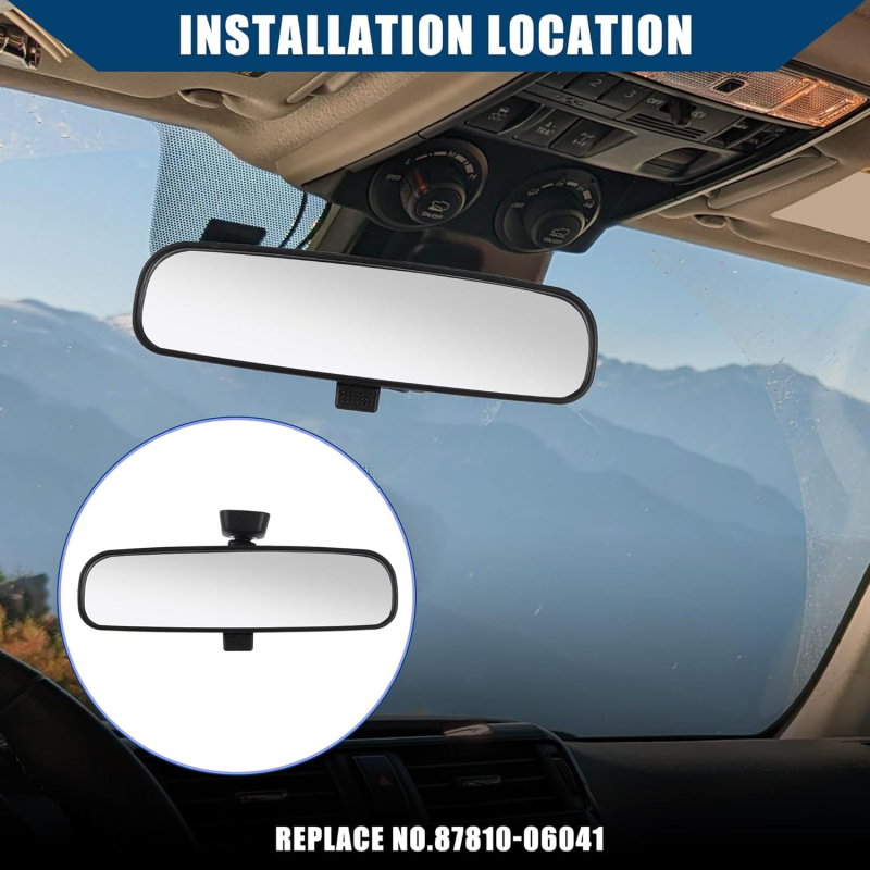 oglindă retrovizoare interioară, universală pentru Toyota Hilux/Vios/Camry/Prius; model 87810-06041; oglindă plană; sticlă; capac oglindă PP