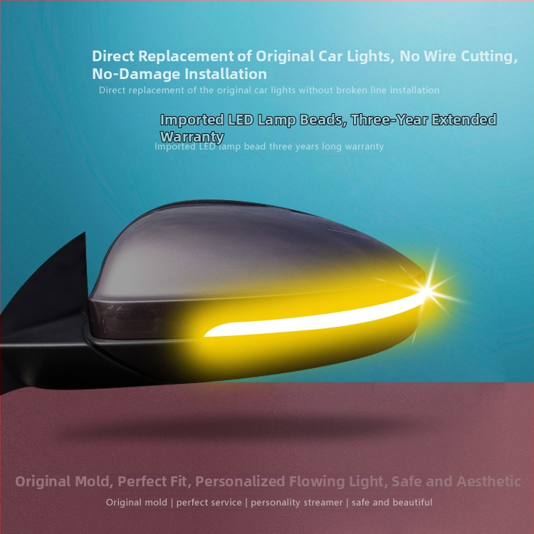 Volkswagen sērijas atpakaļskata spogulis ar plūstošu LED pagrieziena signālu, korpuss ABS+LED, 12V, 5W