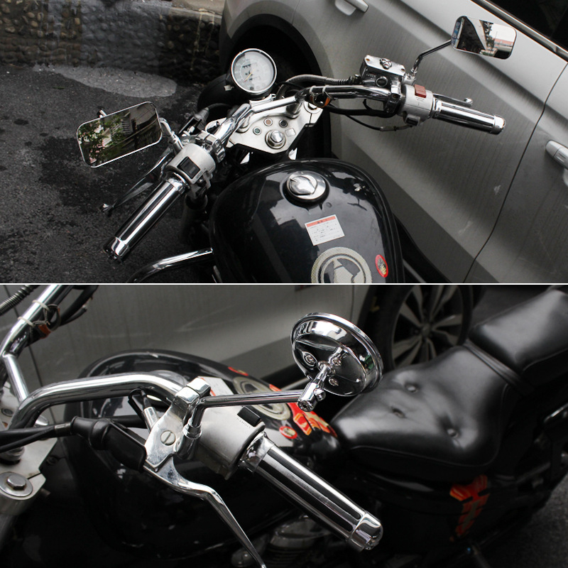 Oglindă retrovizoare pentru motocicletă | oglindă cu curbă dublă, corp metalic și capac metalic, brand Fire