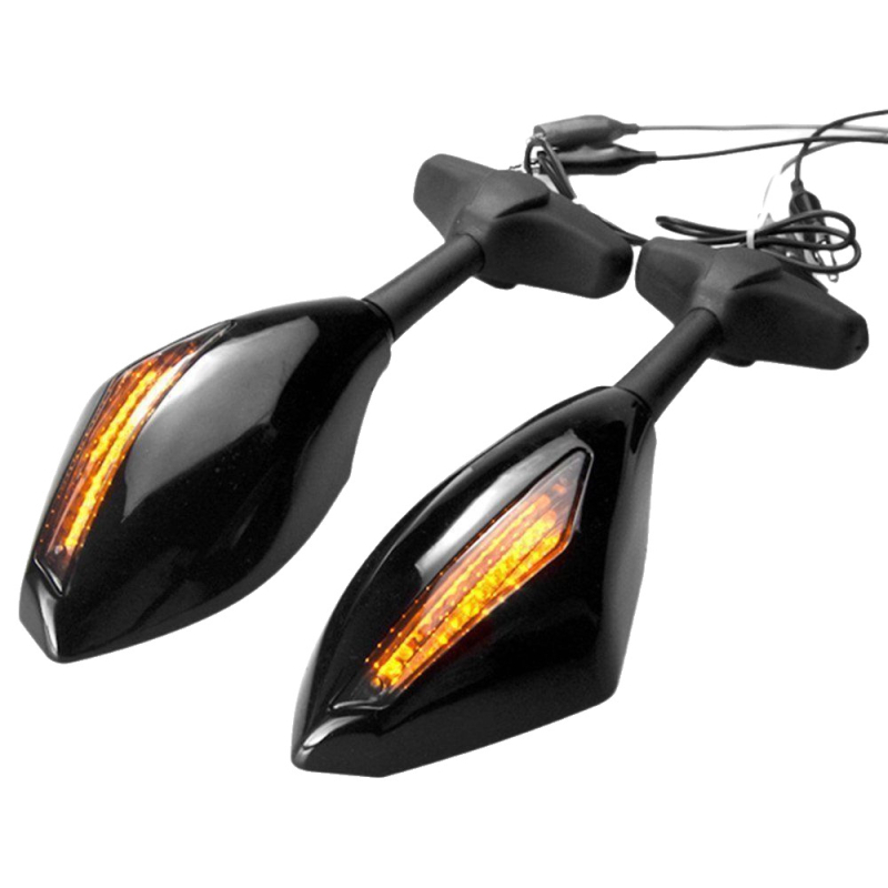 Retrovizor s LED svjetlom, model HSJD, 12V, plastična kapica, stakleno ogledalo, za motocikl