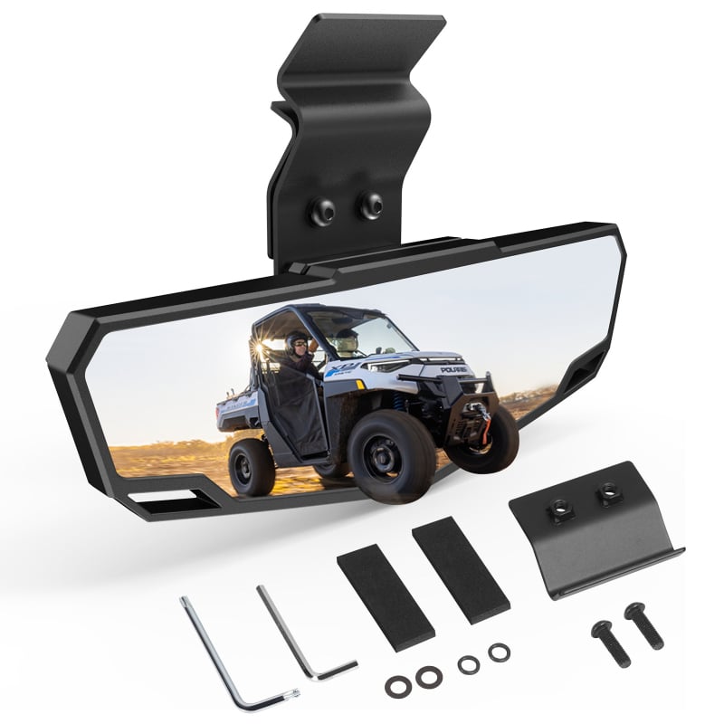 Zadnje ogledalo za UTV/ATV, model UTV-87C, sferično staklo, PP kućište, kompatibilno s Polaris RZR, montaža 1.5–2 inča