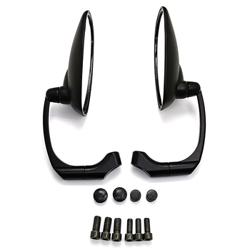 Motorkerékpár hátsó tükr JP-1075, konvex üveg, ABS burkolat, retro görbülő rúd dizájn, kompatibil a legtöbb modellhez