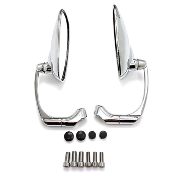 Motorkerékpár hátsó tükr JP-1075, konvex üveg, ABS burkolat, retro görbülő rúd dizájn, kompatibil a legtöbb modellhez