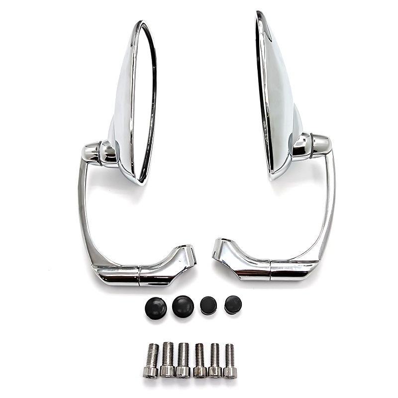 Motorkerékpár hátsó tükr JP-1075, konvex üveg, ABS burkolat, retro görbülő rúd dizájn, kompatibil a legtöbb modellhez