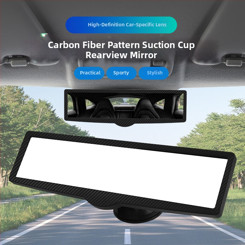 Iekšējais atpakaļskata spogulis automašīnai, CZC-255, ABS+ oglekļa šķiedras kompozīts, 360° regulējams, piesūcekņa stiprinājums