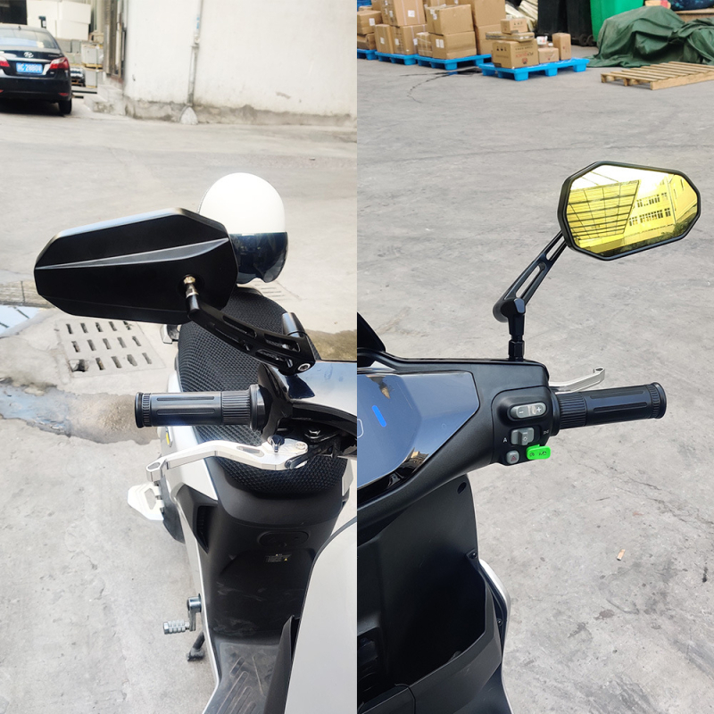 Zadnje ogledalo SF-187 za električne skutere, sferični ogledalo, staklo, kućište i poklopac od aluminijske legure, marke FLYQUICK (Model SF-187; Tip ogledala: sferični; Materijal ogledala: staklo; Materijal kućišta: aluminijska legura)