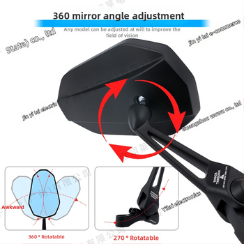 Универсално задно огледало за електрически мотоциклет, алуминиев корпус, квадратно огледало, модел Hsj-20118, съвместим с M8/M10
