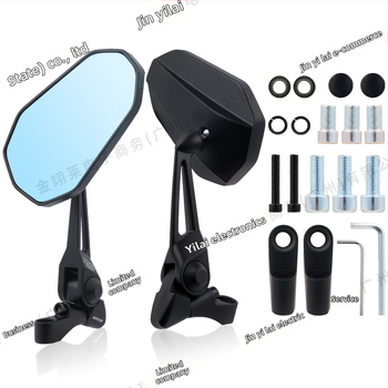 Универсално задно огледало за електрически мотоциклет, алуминиев корпус, квадратно огледало, модел Hsj-20118, съвместим с M8/M10