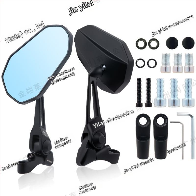 Универсално задно огледало за електрически мотоциклет, алуминиев корпус, квадратно огледало, модел Hsj-20118, съвместим с M8/M10