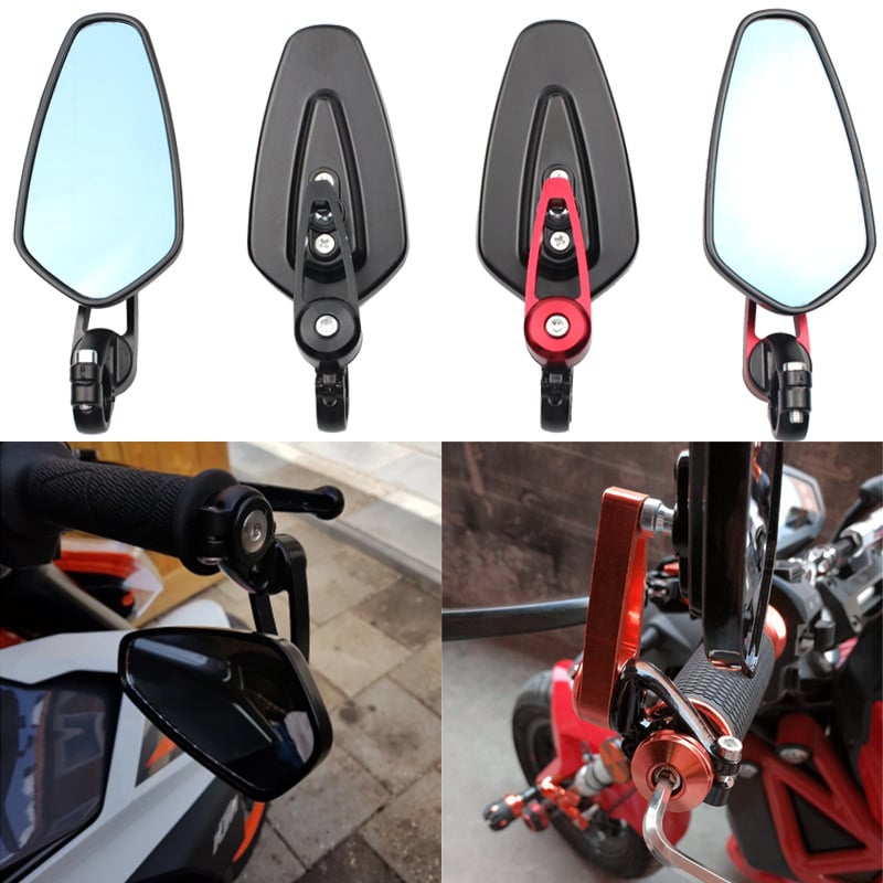 HSJ retrovizor za motocikle, ravno ogledalo, staklo, 22 mm nosač upravljača, pogodno za cestovne motocikle i skutere