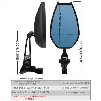 ASV1103 Универсално огледало за обратно виждане с ABS корпус и алуминиев прът – антиотсветляване, монтаж с дясна резба, за ежедневни пътувания