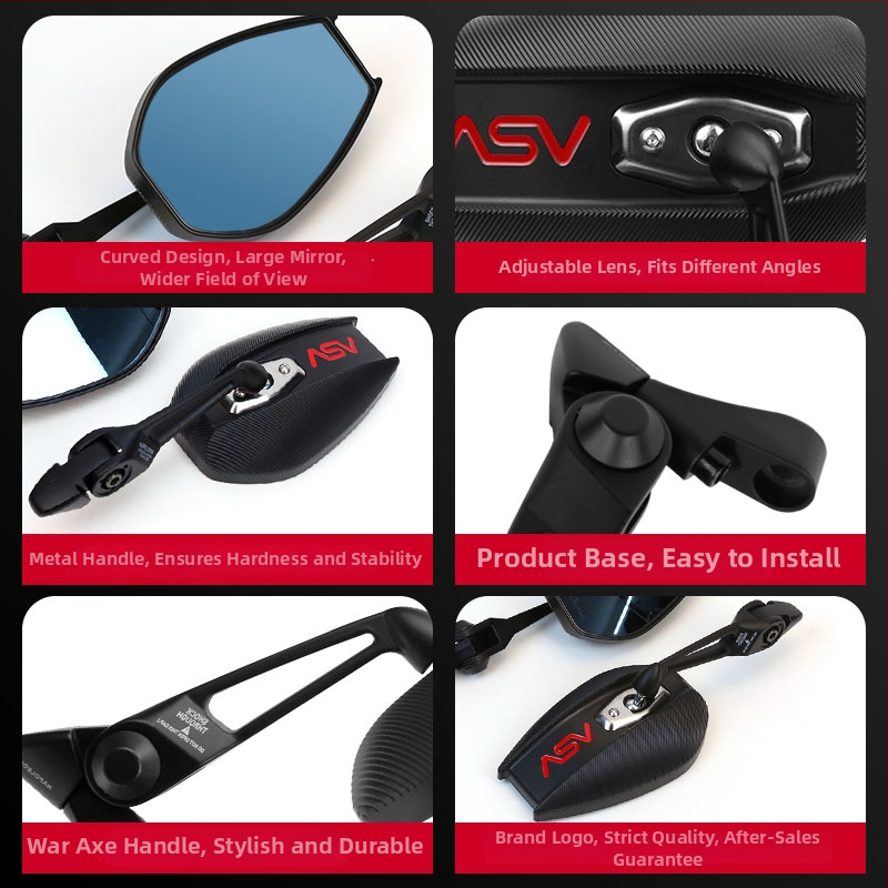 ASV1103 Универсално огледало за обратно виждане с ABS корпус и алуминиев прът – антиотсветляване, монтаж с дясна резба, за ежедневни пътувания