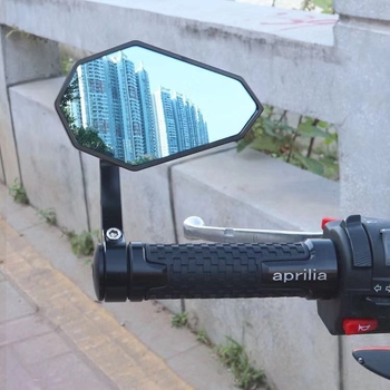 Мотоциклетно огледало за ръкохватка — квадратно, алуминиева сплав, 22 мм универсален монтаж, CNC диамантен дизайн