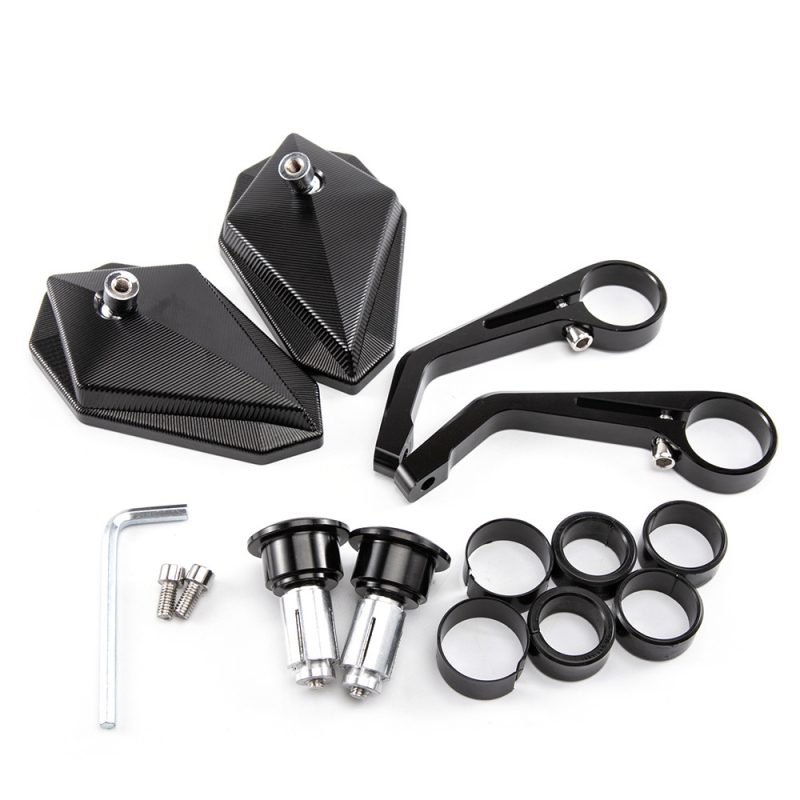 Мотоциклетно огледало за ръкохватка — квадратно, алуминиева сплав, 22 мм универсален монтаж, CNC диамантен дизайн