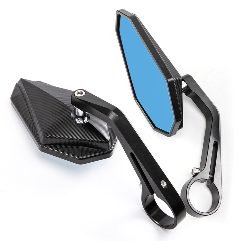 Мотоциклетно огледало за ръкохватка — квадратно, алуминиева сплав, 22 мм универсален монтаж, CNC диамантен дизайн