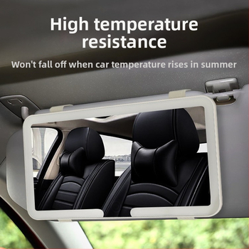 LED makiažo veidrodėlis automobiliui su apšvietimu, atsparus smūgiams, ABS rėmas, stiklinė lęšis, trijų spalvų apšvietimas