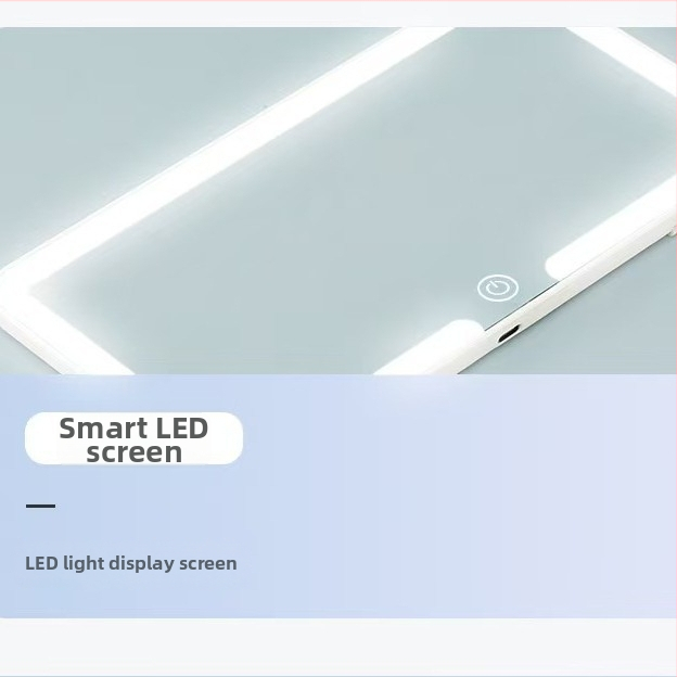 LED makiažo veidrodėlis automobiliui su apšvietimu, atsparus smūgiams, ABS rėmas, stiklinė lęšis, trijų spalvų apšvietimas