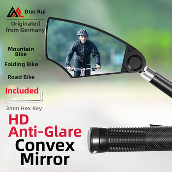 Dviračio galinio vaizdo veidrodėlis su kelių reflektoriumi, medžiaga PA/PP/aliuminio lydinys, svoris 210 g, tinka vamzdžio skersmeniui 2.1–2.3 cm