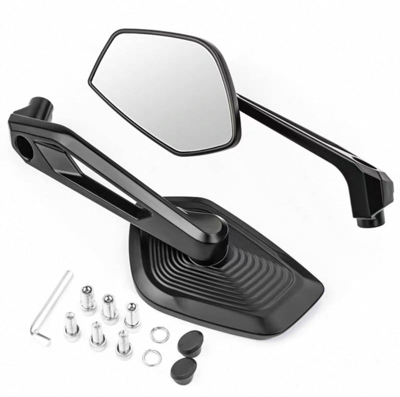 Задно огледало за електрически превозни средства, скутери и мотоциклети, квадратно алуминиево огледало, монтаж с предна и задна резба