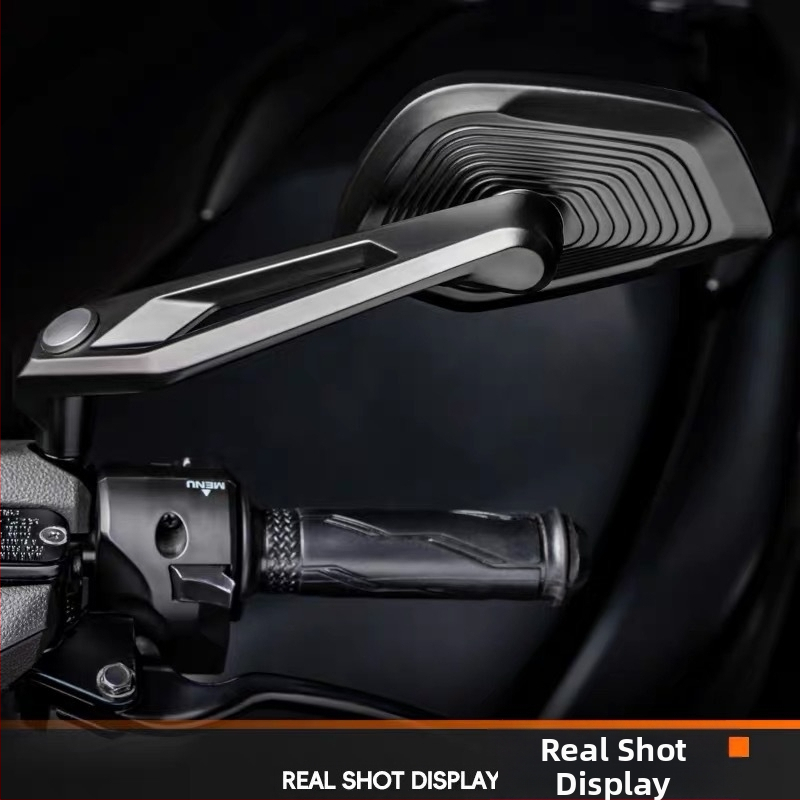 Atpakaļskata spogulis no alumīnija sakausējuma, kvadrāta formas, piemērots elektriskajiem transportlīdzekļiem, skūteriem, motocikliem un retro transportlīdzekļiem, uzstādīšana ar priekšējām un aizmugurējām skrūvēm