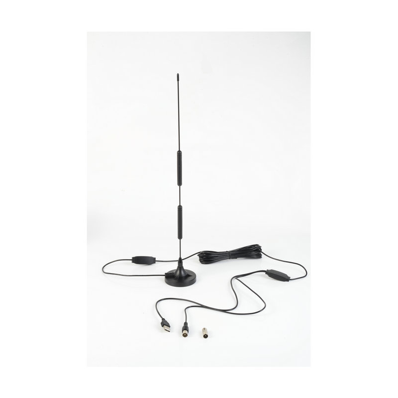 Unutarnja auto antena za TV, s velikom usisnom čašom, 5 m kabel i 40 cm ravna šipka za digitalnu TV.