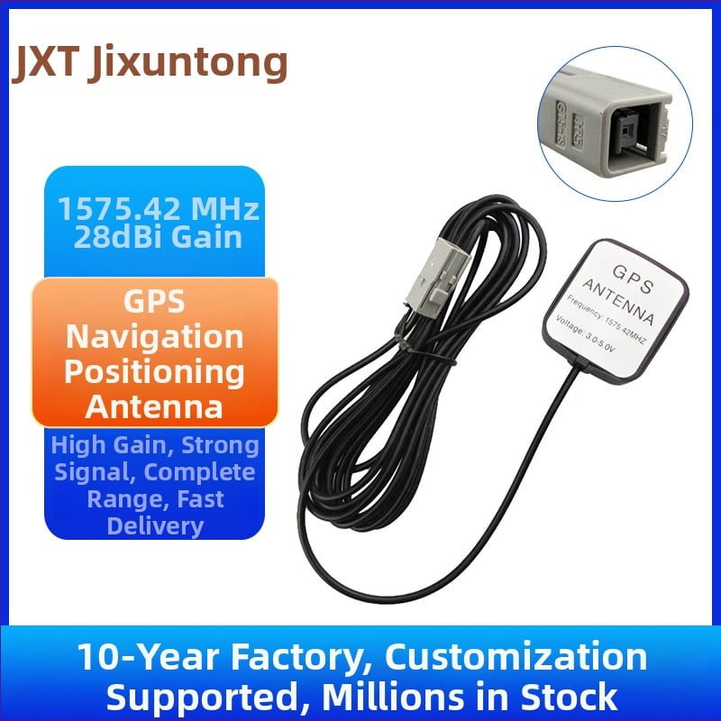 Autóba való GPS antenna JXT-GT5, 28 dB nyereség, 1575.42 MHz frekvencia, 50 Ω impedancia, üzemeltetési feszültség 3-5 V